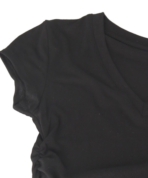 ANAP(アナップ)の「裾ギャザー Vネック Tシャツ(Tシャツ/カットソー・レディース・カーキ/ホワイト/ブラック・FREE)」の9枚目の写真