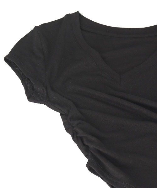ANAP(アナップ)の「裾ギャザー Vネック Tシャツ(Tシャツ/カットソー・レディース・カーキ/ホワイト/ブラック・FREE)」の8枚目の写真