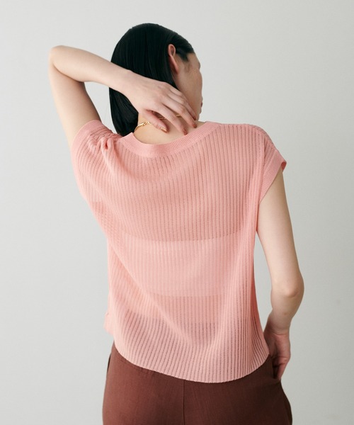 LARUTA（ラルータ）の「【LARUTA】針抜きフレンチスリーブニットプルオーバー（ニット/セーター・レディース・ピンク/オフホワイト/ブラウン/ブラック・FREE）」の11枚目の写真