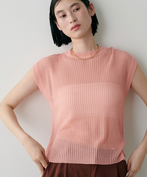 LARUTA（ラルータ）の「【LARUTA】針抜きフレンチスリーブニットプルオーバー（ニット/セーター・レディース・ピンク/オフホワイト/ブラウン/ブラック・FREE）」の19枚目の写真