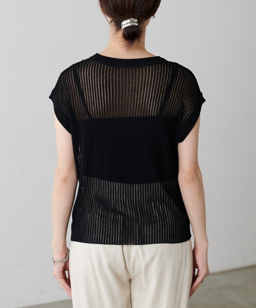 LARUTA（ラルータ）の「【LARUTA】針抜きフレンチスリーブニットプルオーバー（ニット/セーター・レディース・ピンク/オフホワイト/ブラウン/ブラック・FREE）」の6枚目の写真
