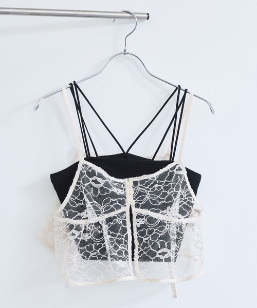 VIS（ビス）の「コードレース柄アソートビスチェ（キャミソール・レディース・ブラック/キナリ・FREE）」の6枚目の写真