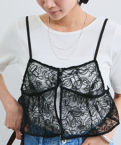 VIS（ビス）の「コードレース柄アソートビスチェ（キャミソール・レディース・ブラック/キナリ・FREE）」の12枚目の写真