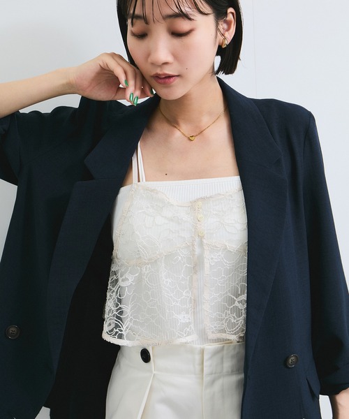 VIS（ビス）の「コードレース柄アソートビスチェ（キャミソール・レディース・ブラック/キナリ・FREE）」の14枚目の写真