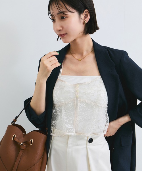 VIS（ビス）の「コードレース柄アソートビスチェ（キャミソール・レディース・ブラック/キナリ・FREE）」の16枚目の写真