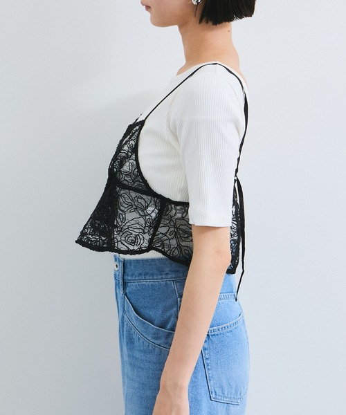 VIS（ビス）の「コードレース柄アソートビスチェ（キャミソール・レディース・ブラック/キナリ・FREE）」の18枚目の写真