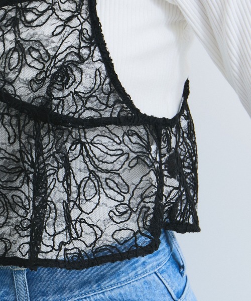 VIS（ビス）の「コードレース柄アソートビスチェ（キャミソール・レディース・ブラック/キナリ・FREE）」の21枚目の写真