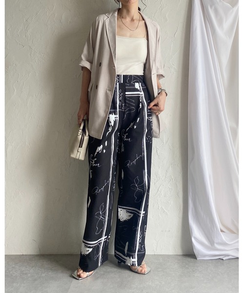 She's Closet（シーズクローゼット）の「リネンタッチオーバーサイズ半袖ダブルテーラードジャケット（テーラードジャケット・レディース・アイボリー/モカ/ブラック・FREE）」の12枚目の写真
