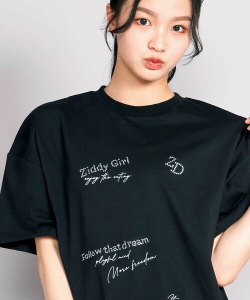 ZIDDY（ジディ）の「【接触冷感】ラインストーンロゴTシャツ（Tシャツ/カットソー・キッズ・パープル/ブラック・130cm/140cm/150cm/FREE）」の17枚目の写真