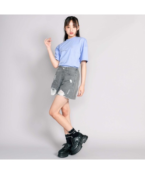 ZIDDY（ジディ）の「【接触冷感】ラインストーンロゴTシャツ（Tシャツ/カットソー・キッズ・パープル/ブラック・130cm/140cm/150cm/FREE）」の22枚目の写真
