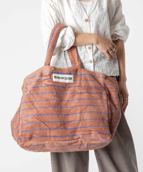 BONGUSTA(ボングスタ)の「BONGUSTA NARAM WEEKEND BAG ボングスタ パイル地トートバッグ(トートバッグ・レディース・ピンク系1/ブルー系1/オレンジ系/パープル系その他/ブラウン系1/ホワイト系1/ベージュ系1/グリーン系1・FREE)」の1枚目の写真