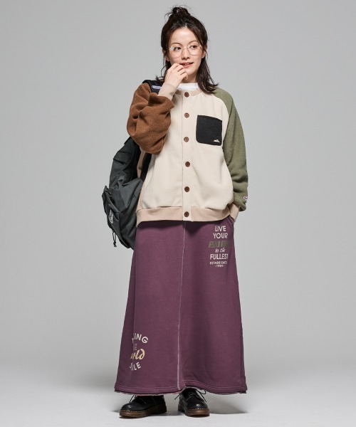 KRIFF MAYER Lady's Collection（クリフメイヤーレディースコレクション）の「【本体綿100％】ざっくり裏毛スウェットスカート（スカート・レディース・ブラック/パープル/イエロー/ベージュ/カラフル/グレー/ナチュラル・MEDIUM/LARGE）」の18枚目の写真