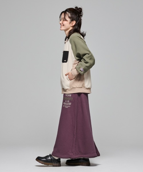 KRIFF MAYER Lady's Collection（クリフメイヤーレディースコレクション）の「【本体綿100％】ざっくり裏毛スウェットスカート（スカート・レディース・ブラック/パープル/イエロー/ベージュ/カラフル/グレー/ナチュラル・MEDIUM/LARGE）」の19枚目の写真