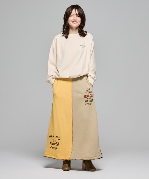 KRIFF MAYER Lady's Collection（クリフメイヤーレディースコレクション）の「【本体綿100％】ざっくり裏毛スウェットスカート（スカート・レディース・ブラック/パープル/イエロー/ベージュ/カラフル/グレー/ナチュラル・MEDIUM/LARGE）」の20枚目の写真