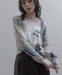 セール】2WAY EMOTIONAL COLLAGE SHEER TOP（Tシャツ/カットソー