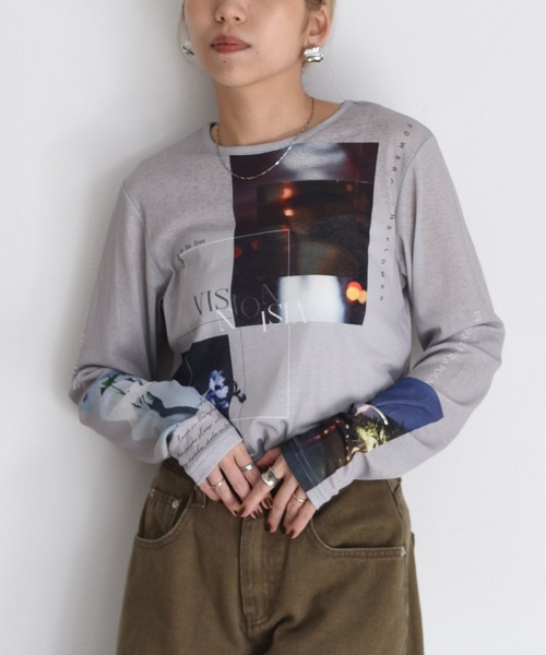 Eimee Law（エイミーロウ）の「アートフォトプリント シアートップス（Tシャツ/カットソー・レディース・ピンク/スミクロ/アイボリー/ライトグレー・FREE）」の3枚目の写真