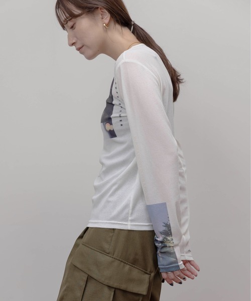 Eimee Law（エイミーロウ）の「アートフォトプリント シアートップス（Tシャツ/カットソー・レディース・ピンク/スミクロ/アイボリー/ライトグレー・FREE）」の8枚目の写真