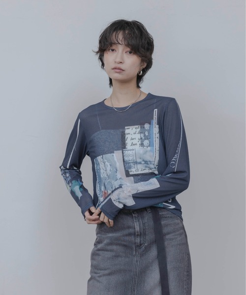 Eimee Law(エイミーロウ)の「アートフォトプリント シアートップス(Tシャツ/カットソー・レディース・ピンク/スミクロ/アイボリー/ライトグレー/ミント/ブラック/オフホワイト/ホワイト系その他・FREE)」の10枚目の写真