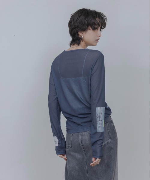 Eimee Law(エイミーロウ)の「アートフォトプリント シアートップス(Tシャツ/カットソー・レディース・ピンク/スミクロ/アイボリー/ライトグレー/ミント/ブラック/オフホワイト/ホワイト系その他・FREE)」の12枚目の写真