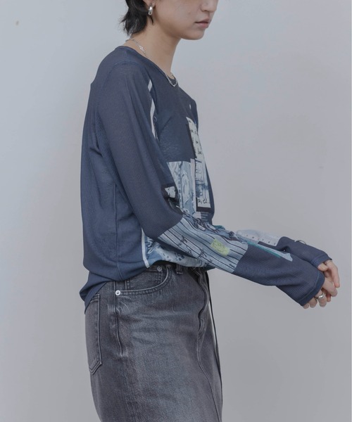 Eimee Law(エイミーロウ)の「アートフォトプリント シアートップス(Tシャツ/カットソー・レディース・ピンク/スミクロ/アイボリー/ライトグレー/ミント/ブラック/オフホワイト/ホワイト系その他・FREE)」の13枚目の写真