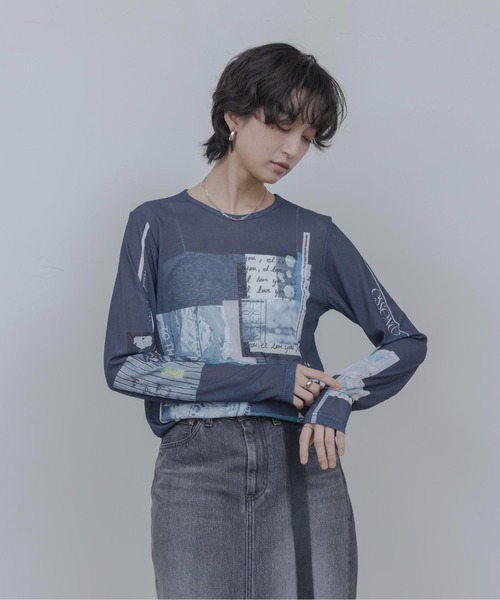 Eimee Law(エイミーロウ)の「アートフォトプリント シアートップス(Tシャツ/カットソー・レディース・ピンク/スミクロ/アイボリー/ライトグレー/ミント/ブラック/オフホワイト/ホワイト系その他・FREE)」の14枚目の写真