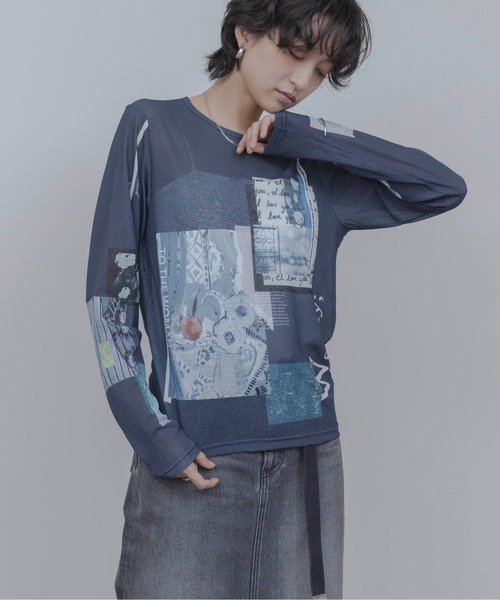 Eimee Law(エイミーロウ)の「アートフォトプリント シアートップス(Tシャツ/カットソー・レディース・ピンク/スミクロ/アイボリー/ライトグレー/ミント/ブラック/オフホワイト/ホワイト系その他・FREE)」の18枚目の写真