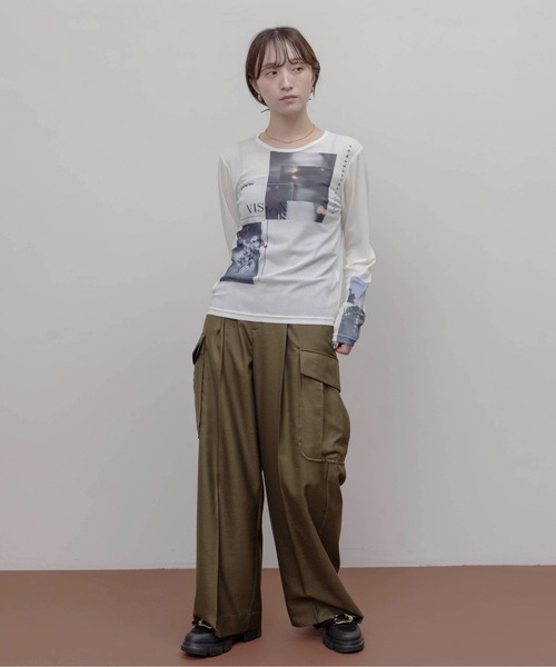 Eimee Law（エイミーロウ）の「アートフォトプリント シアートップス（Tシャツ/カットソー・レディース・ピンク/スミクロ/アイボリー/ライトグレー・FREE）」の5枚目の写真