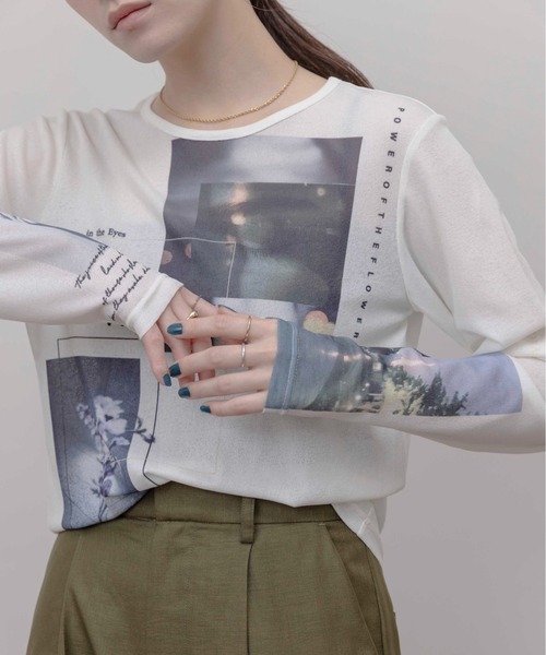 Eimee Law（エイミーロウ）の「アートフォトプリント シアートップス（Tシャツ/カットソー・レディース・ピンク/スミクロ/アイボリー/ライトグレー・FREE）」の7枚目の写真