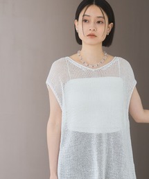 A part by | リネンコンメッシュプルオーバーフレンチスリーブ(ニット/セーター)