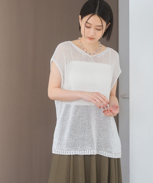A part by リネンコンメッシュプルオーバー　オフホワイト A part by｜リネンコンメッシュプルオーバー | Rakuten Fashion