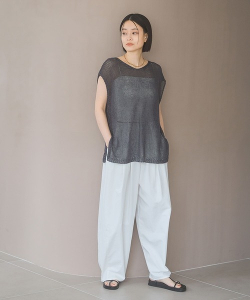 【新品】A part by リネンコンメッシュプルオーバー グレー ゆったり 新品】A part by リネンコンメッシュプルオーバー グレー