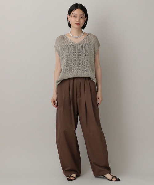 セール】リネンコンメッシュプルオーバーフレンチスリーブ