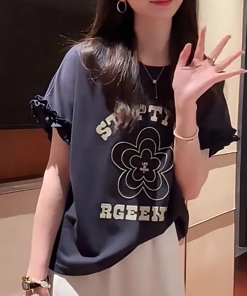 tシャツ 「別注」TORI-TO / バイアス フリル BIG Tシャツ レディース BEAMS WOMEN｜【別注】TORI-TO / バイアス フリル BIG Tシャツ
