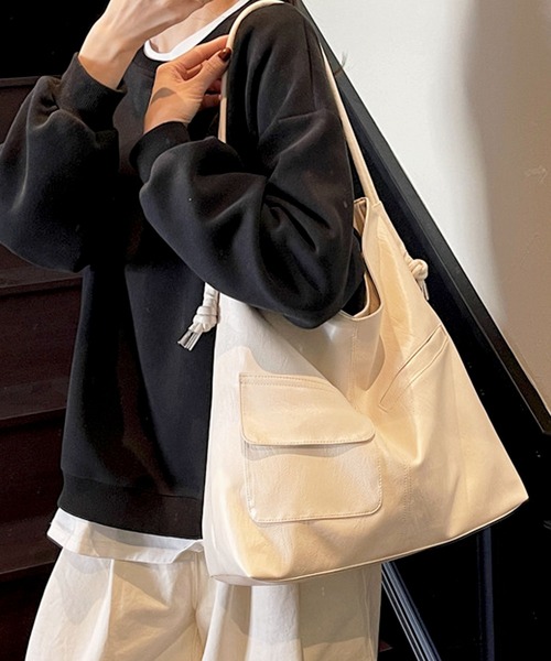 らいらっく様オーダーフォレストタイルベージュトートバッグ leather 'big' low white［medium］ – thehighlights