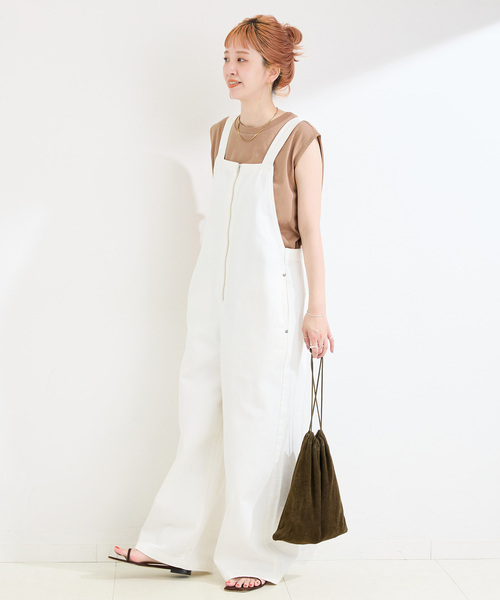 B.C STOCK(ベーセーストック)の「ウォッシャブル / DU JOUR/デュ ジュール JEAN BARE SALOPETTE(サロペット/オーバーオール・レディース・ホワイト/ネイビー・FREE)」の15枚目の写真