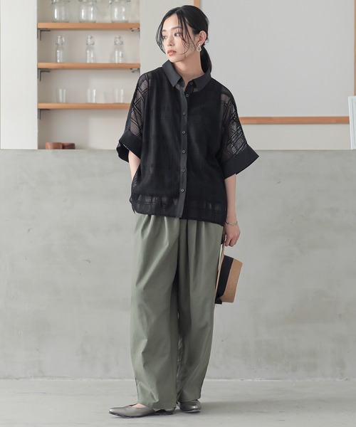 n'OrLABEL(ノアールレーベル)の「チェックレースドルマンシャツ(シャツ/ブラウス・レディース・ブラック/ライトブルー/ホワイト・FREE)」の10枚目の写真