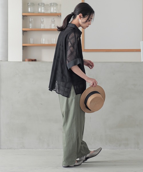 n'OrLABEL(ノアールレーベル)の「チェックレースドルマンシャツ(シャツ/ブラウス・レディース・ブラック/ライトブルー/ホワイト・FREE)」の11枚目の写真