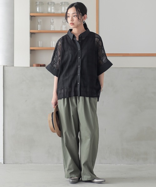 n'OrLABEL(ノアールレーベル)の「チェックレースドルマンシャツ(シャツ/ブラウス・レディース・ブラック/ライトブルー/ホワイト・FREE)」の12枚目の写真