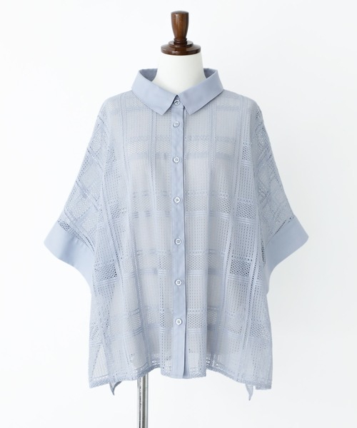 n'OrLABEL(ノアールレーベル)の「チェックレースドルマンシャツ(シャツ/ブラウス・レディース・ブラック/ライトブルー/ホワイト・FREE)」の13枚目の写真
