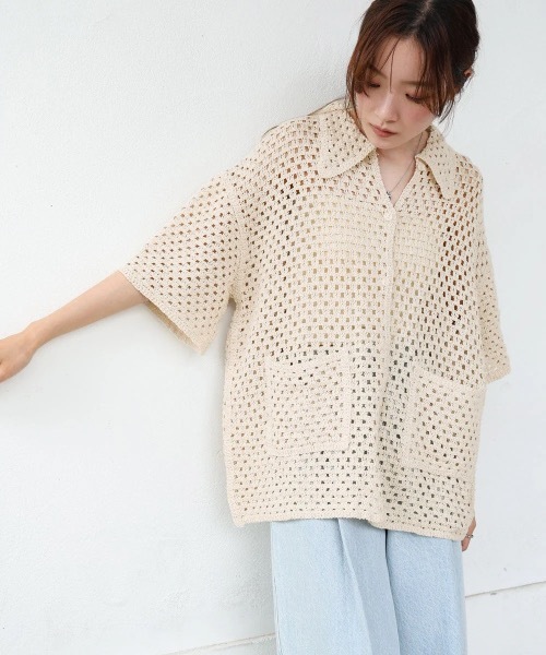 Bab(バブ)の「クロシェシャツカラー半袖トップス(その他トップス・レディース・A/ホワイト系その他・FREE)」の9枚目の写真