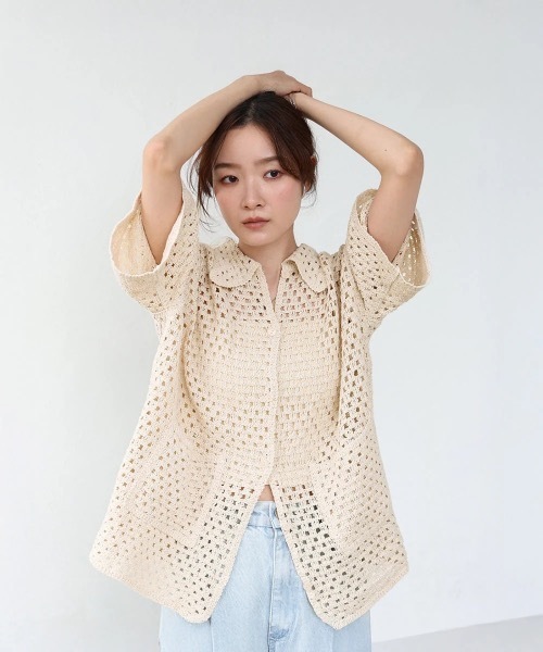 Bab(バブ)の「クロシェシャツカラー半袖トップス(その他トップス・レディース・A/ホワイト系その他・FREE)」の10枚目の写真