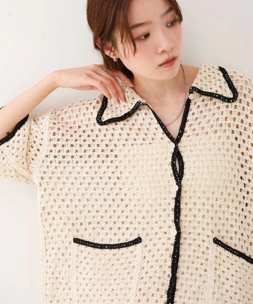 Bab(バブ)の「クロシェシャツカラー半袖トップス(その他トップス・レディース・A/ホワイト系その他・FREE)」の15枚目の写真