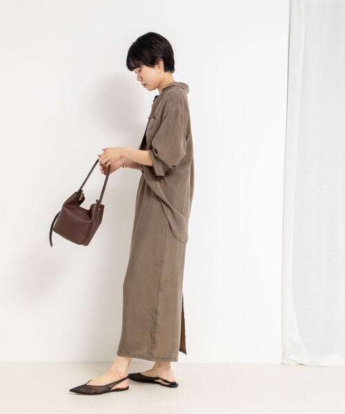 NOLLEY’S（ノーリーズ）の「《セットアップ対応》ウォッシャブルシルキーキュプライージースカート（スカート・レディース・ブラウン/チャコールグレー・36/38）」の7枚目の写真