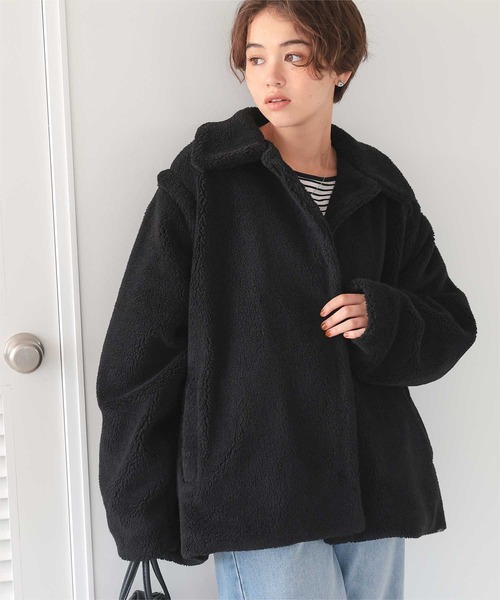 ジャケット・アウター archive black Hoodie 2way jacket archives（アルシーヴ） ブルゾン アウター 2wayファーフード