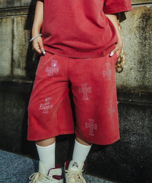 UNKNOWN LONDON(アンノウン・ロンドン)の「UNKNOWNLONDON/アンノウンロンドン/OUTLINE CROSS SWEAT SHORTS(スウェットパンツ・メンズ・ベージュ/レッド/ブラック・L/M/S)」の16枚目の写真