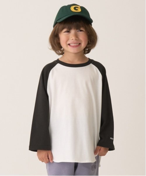 b・ROOM（ビールーム）の「【カイテキ天竺】ビッグシルエットラグランTシャツ（Tシャツ/カットソー・キッズ・スモークピンク/ブラック/チャコール/ブルー系その他・150cm/140cm/130cm/120cm/100cm/110cm）」の2枚目の写真