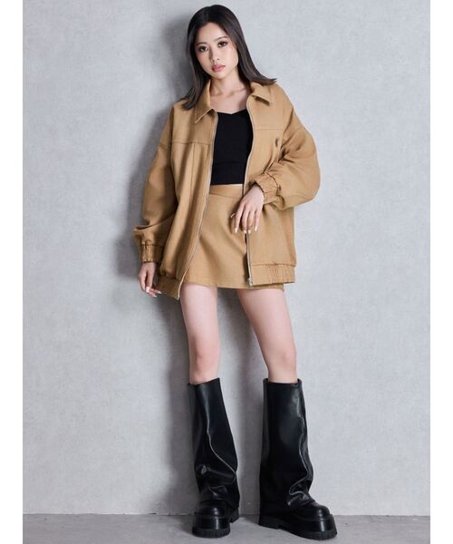 GYDA（ジェイダ）の「サイドZIPスカートライクショートパンツ（スカート・レディース・ブラック/ベージュ・FREE）」の4枚目の写真