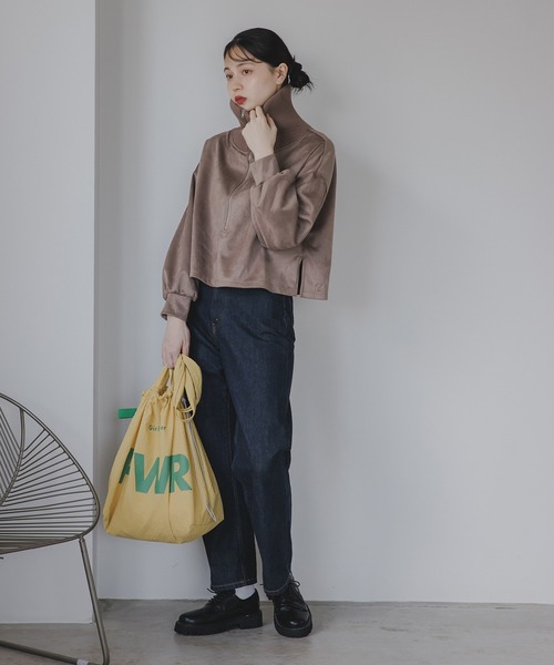 210nouve(トゥージュヌーブ)の「フェイクスエード ハーフジップ プルオーバー(Tシャツ/カットソー・レディース・チャコールグレー/モカ/アイボリー・FREE)」の13枚目の写真