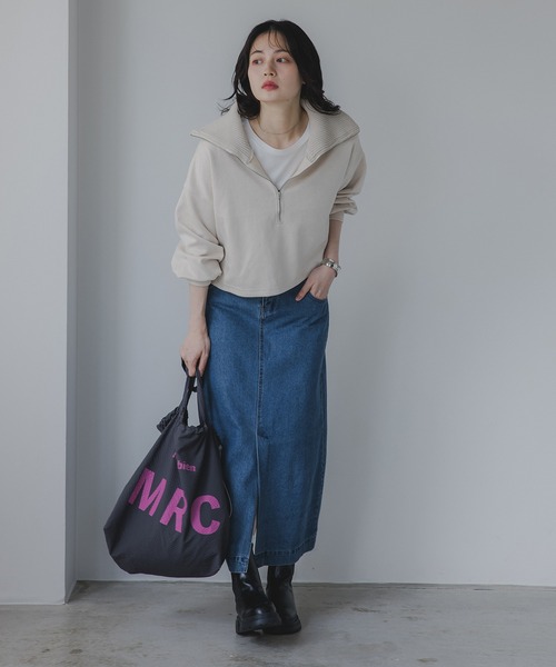 210nouve(トゥージュヌーブ)の「フェイクスエード ハーフジップ プルオーバー(Tシャツ/カットソー・レディース・チャコールグレー/モカ/アイボリー・FREE)」の6枚目の写真