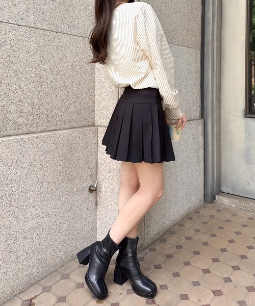 Mejoul（メジュール）の「ローズモチーフ付 ストライプビッグリボンパフスリーブブラウス（シャツ/ブラウス・レディース・ブラウン/アイボリー・M/L）」の9枚目の写真